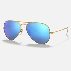 Rayban aviator blue flash lenses with gold frame